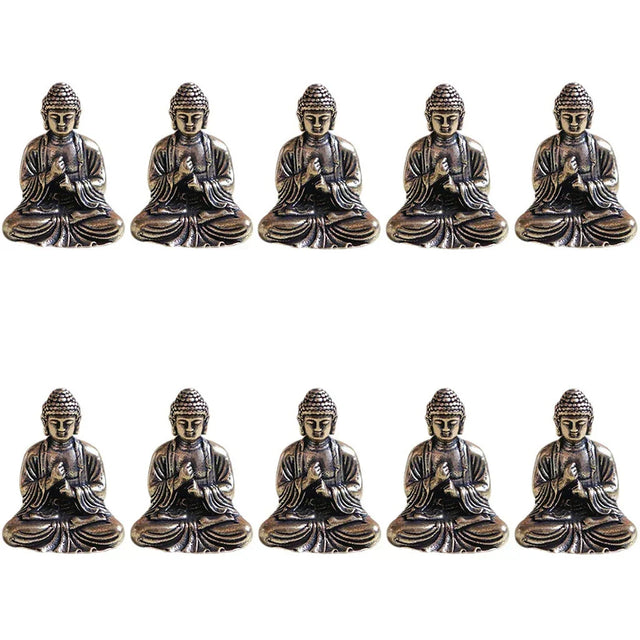10 stykker mini messing siddende Buddha statue figur til rejse buddhisme tilbedelse hjemme kontor skrivebords dekoration