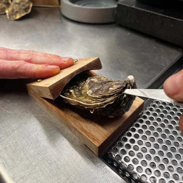 Premium træhåndtag østersskalsåbner klemme