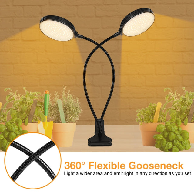 LED Plantevækstlamper USB Fjernbetjening Klemme Vandtæt Fuldt Spektrum Naturligt Hvidt Spireplante Lys, Effekt: 60W Fire Hoveder