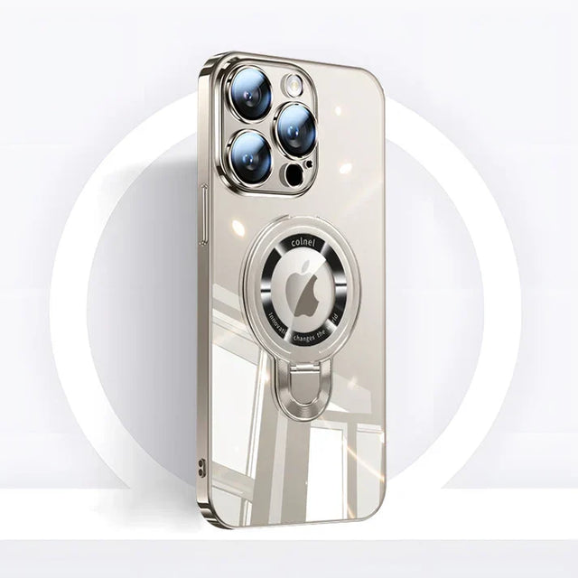 iPhone MagSafe Serie | Transparent elektroplateret roterende stand telefoncover