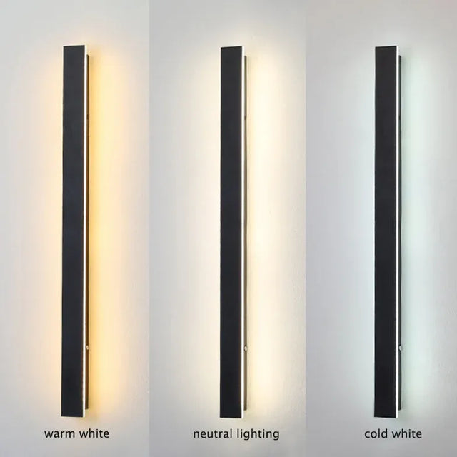Lineær sort minimalistisk LED udendørs væglampe