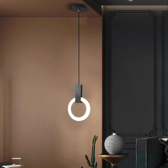 Nordisk LED Pendellampe lavet af træ, rund
