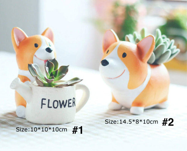 Resin Corgi Mini Blomsterkrukke