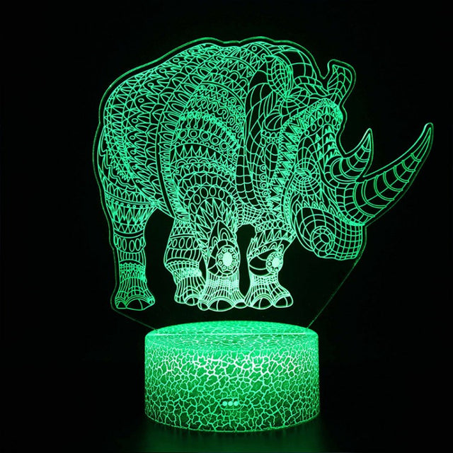 3D Lampe Næsehorn Majestætisk
