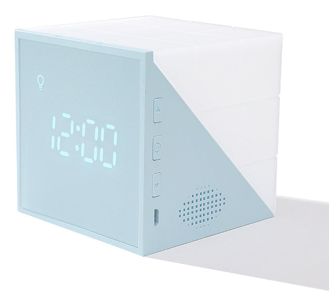 Cube Vækkeur, med farverige Lygter, Stemme-kontrol Natlys, Timer, Temperaturvisning og Lang Batterilevetid, til Hjem &amp; Kontor