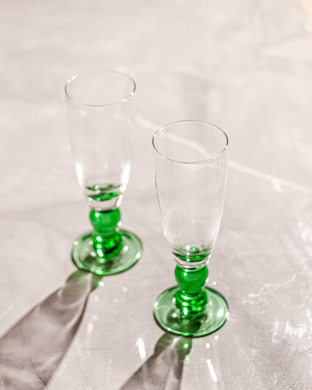 Swirl Grøn Champagneglas - Sæt af 6