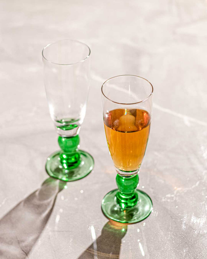 Swirl Grøn Champagneglas - Sæt af 6