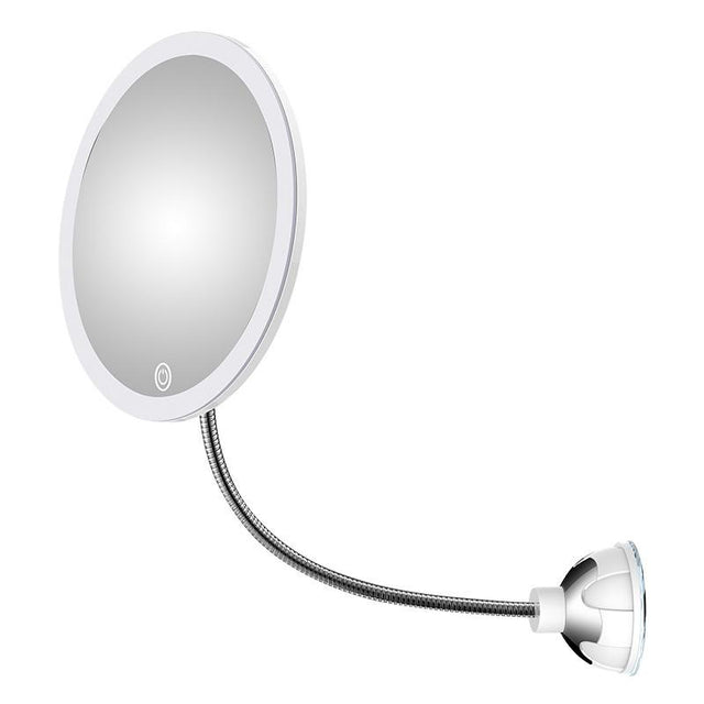 Makeup spejl med LED &amp; forstørrelse - med sugekop og fleksibel arm |