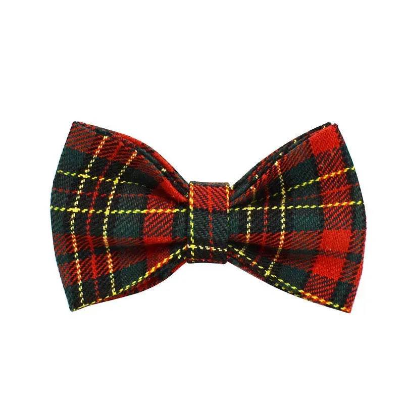 Julehundehalsbånd Tartan Med Grøn Baggrund Hundesele Sæt