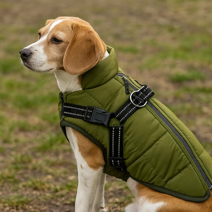 Hundejakke med Sele til Vinterture