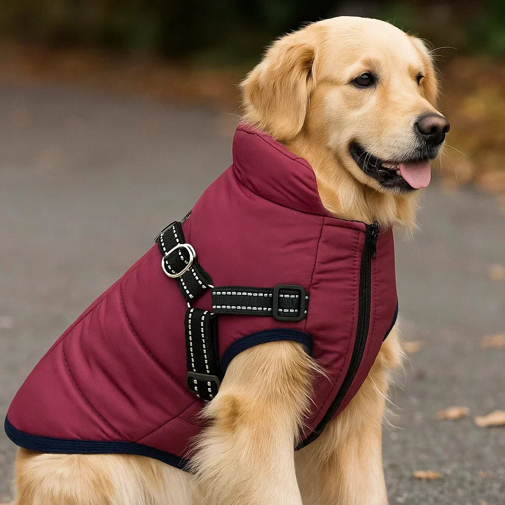 Hundejakke med Sele til Vinterture