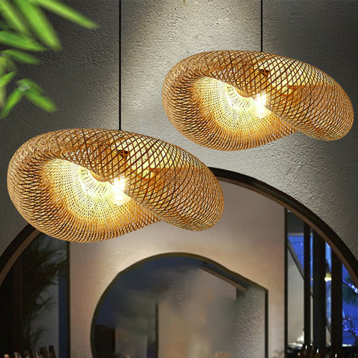 Rattan Vævet Bambus - Pendel Lys - Led - Lys