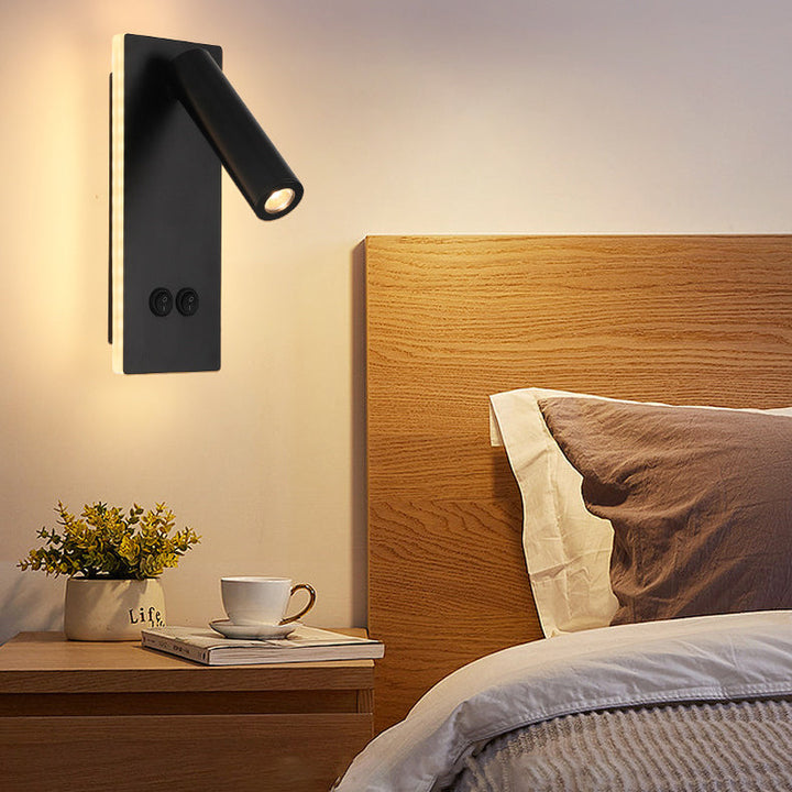 Moderne Minimalistisk Rektangulær Rund Jern Aluminium LED Væglampe Til Soveværelse