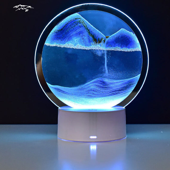 Kreativ Rund Timeglas Quicksand 3D LED Nattelys Bordlampe