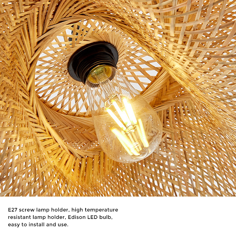Rattan Vævet Bambus - Pendel Lys - Led - Lys