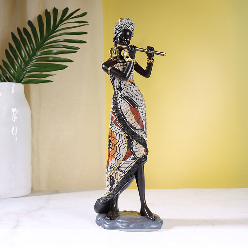 Afrikansk Kvindelig Musiker Skulptur
