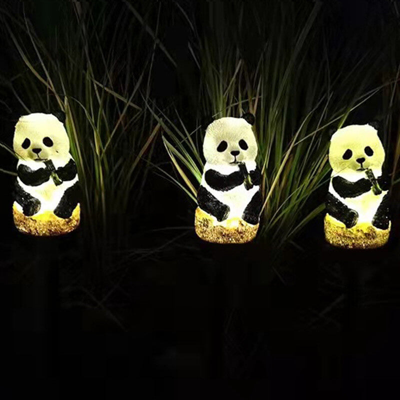 Solcelleharpiks panda udendørs vandtæt patio dekoration grundlys