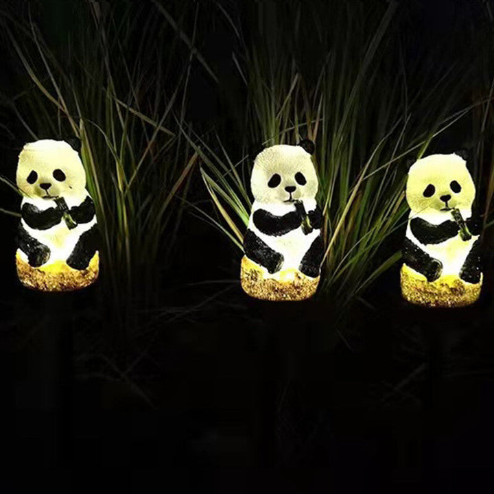 Solcelleharpiks panda udendørs vandtæt patio dekoration grundlys