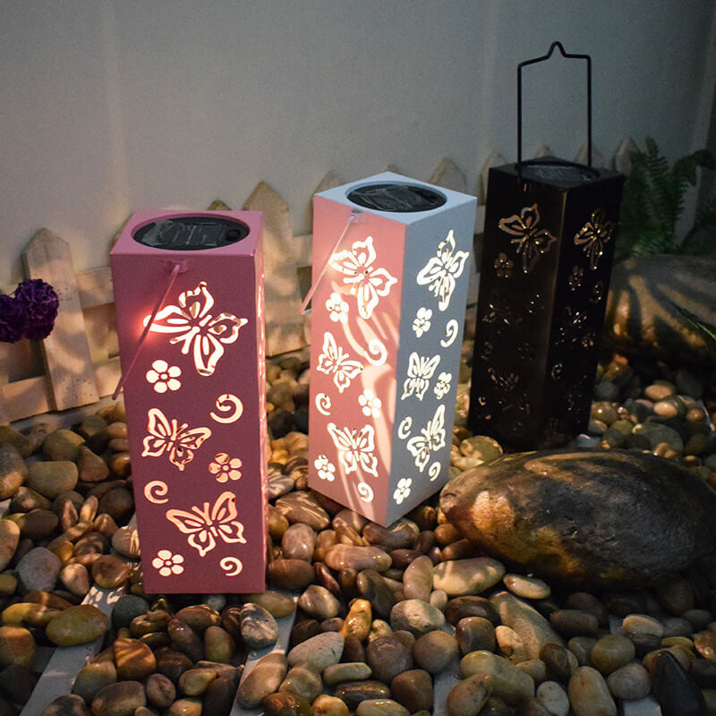 Sol Butterfly Rose Mønster Hult Søjle LED Udendørs Vandtæt Dekorativ Lampe