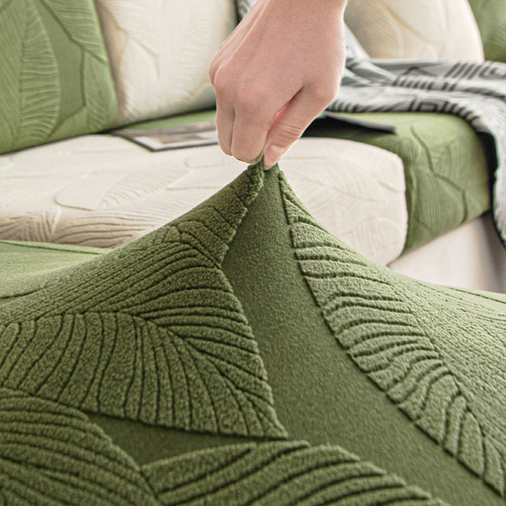 Moderne Blad Jacquard Vandtæt Anti-Skrabe Stræk Sofaovertræk