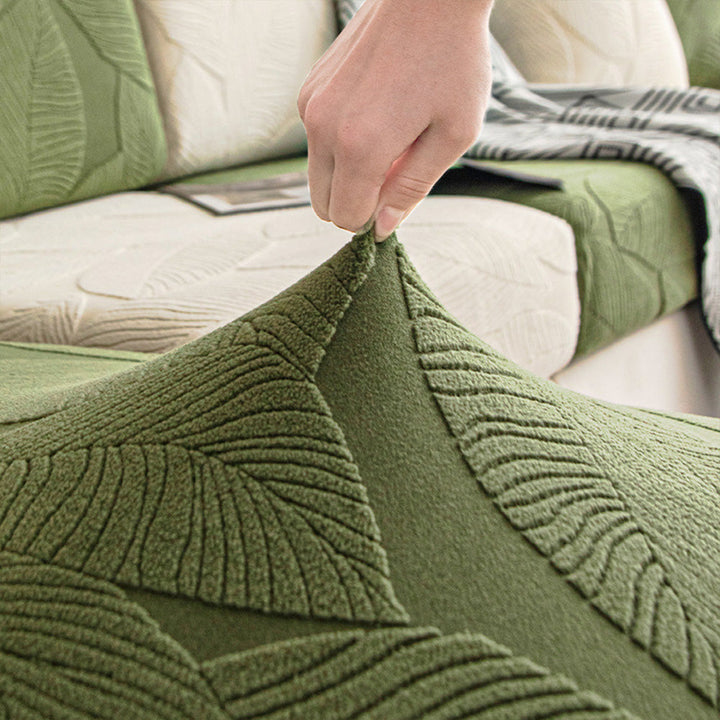 Moderne Blad Jacquard Vandtæt Anti-Skrabe Stræk Sofaovertræk