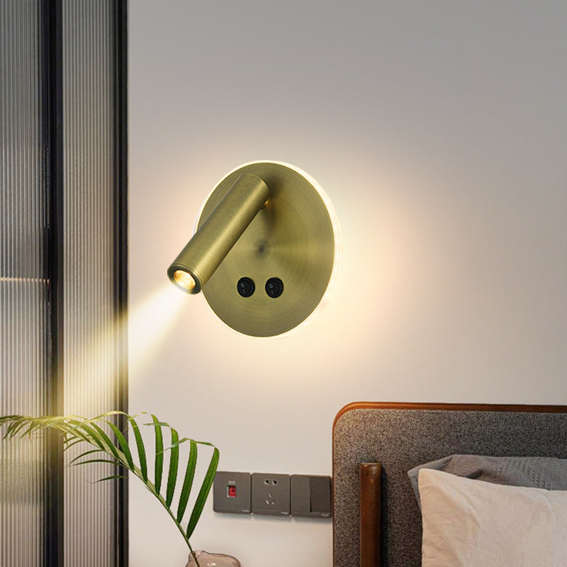 Moderne Minimalistisk Rektangulær Rund Jern Aluminium LED Væglampe Til Soveværelse