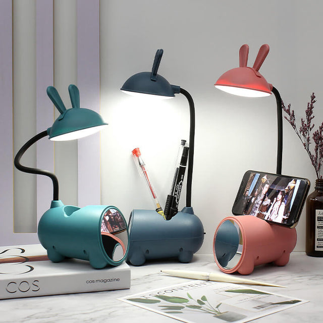 Karikatur Kreativ Kanin LED Touch USB Pen Holder Skrivebordslampe