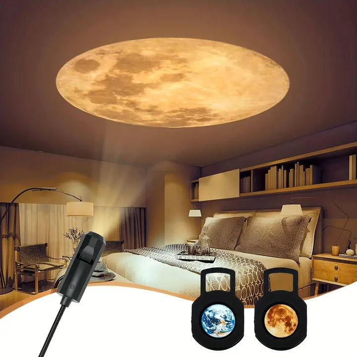 Renan - Stor unik projektørlampe (Jorden og Månen)