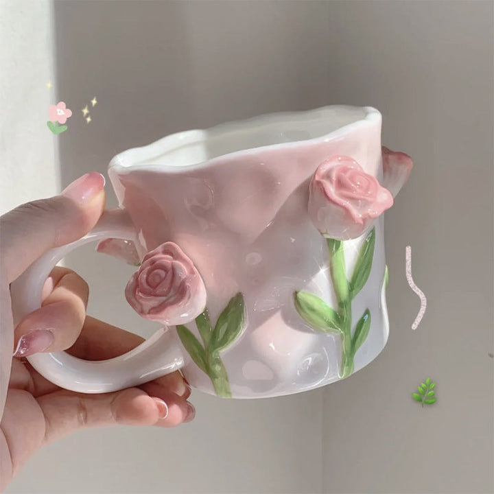 3D Blomster Håndmalet Krus