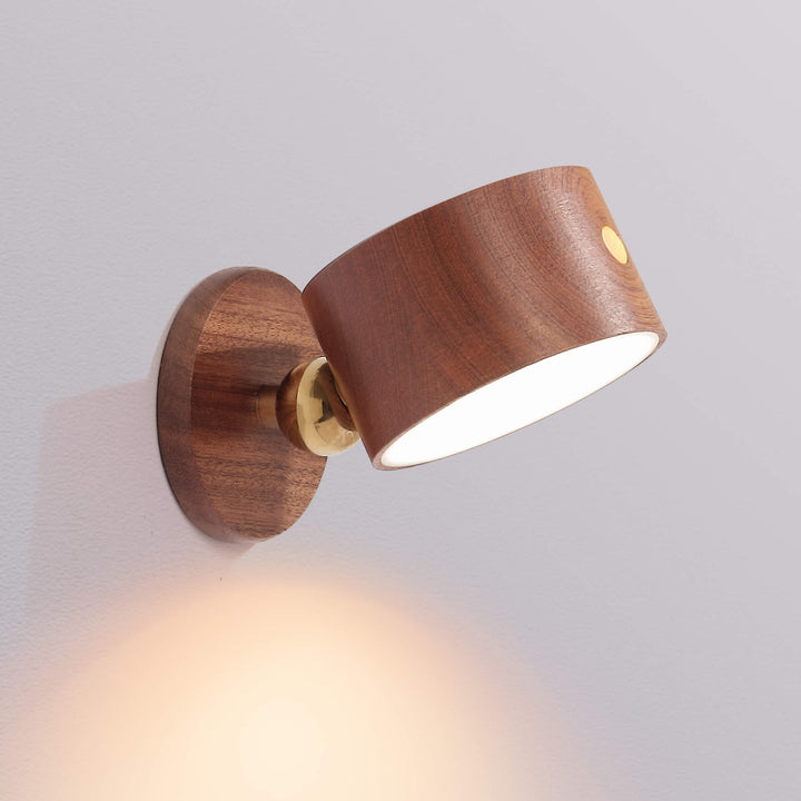 Simpel træ USB genopladelig berøringsmagnet LED natlampe væglampe