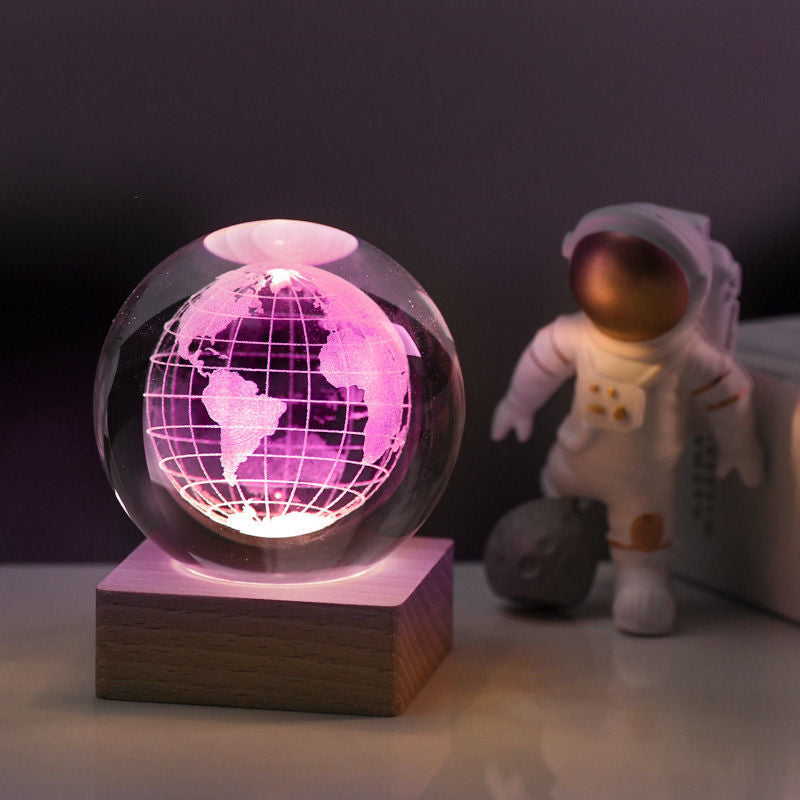 3D Galakse Krystal Kugle Nattelys Dekorativ Lampe