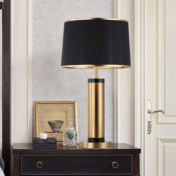 Moderne Overgangs Cylinder Jern Stof 1-Lygt Bordlampe til Stuen