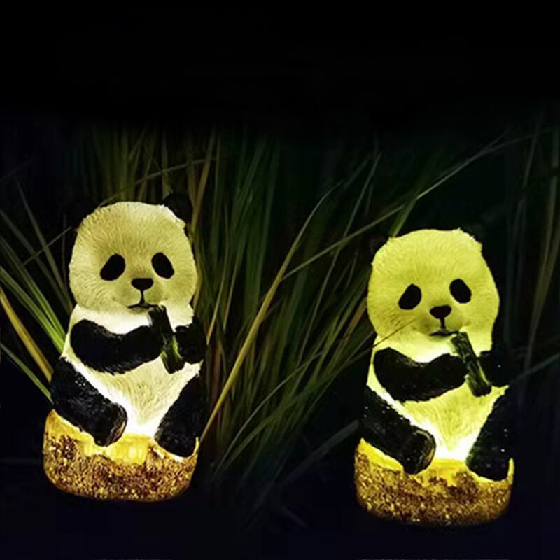 Solcelleharpiks panda udendørs vandtæt patio dekoration grundlys