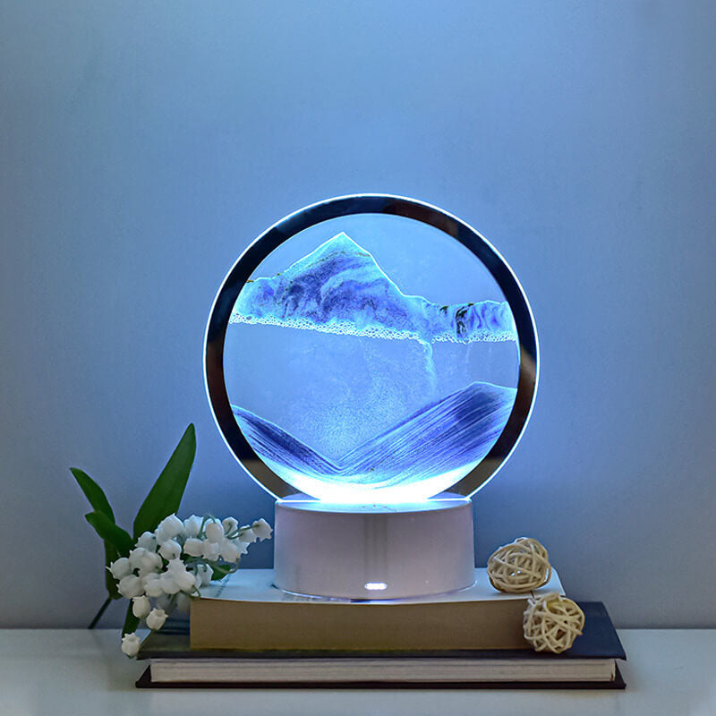 Kreativ Rund Timeglas Quicksand 3D LED Nattelys Bordlampe