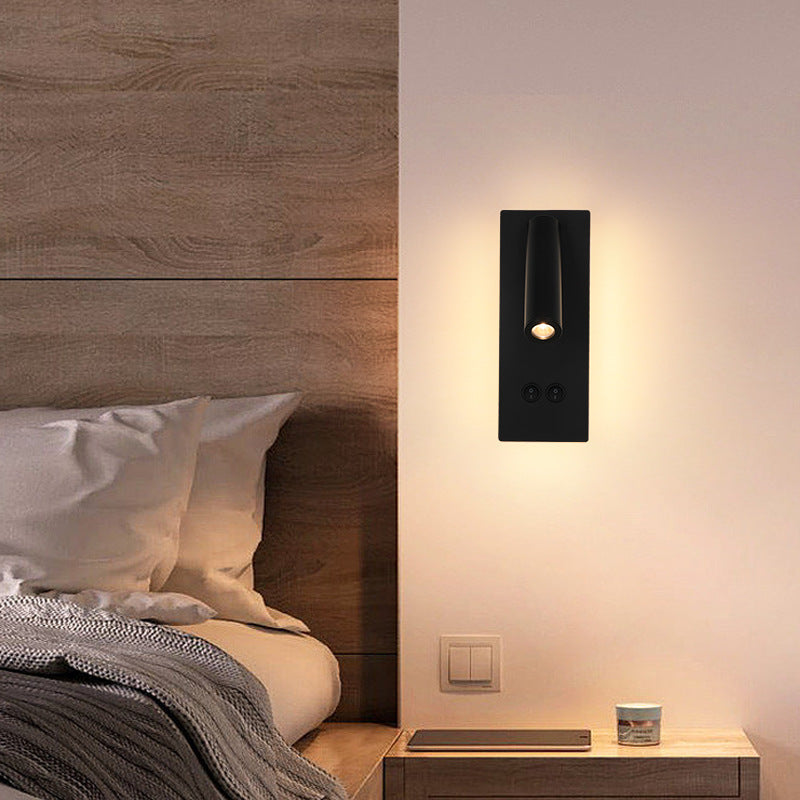 Moderne Minimalistisk Rektangulær Rund Jern Aluminium LED Væglampe Til Soveværelse