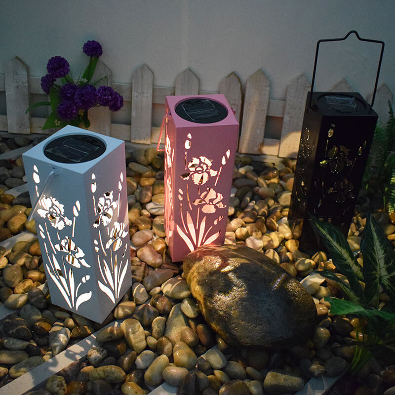 Sol Butterfly Rose Mønster Hult Søjle LED Udendørs Vandtæt Dekorativ Lampe