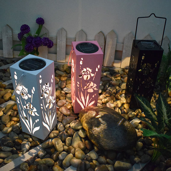 Sol Butterfly Rose Mønster Hult Søjle LED Udendørs Vandtæt Dekorativ Lampe