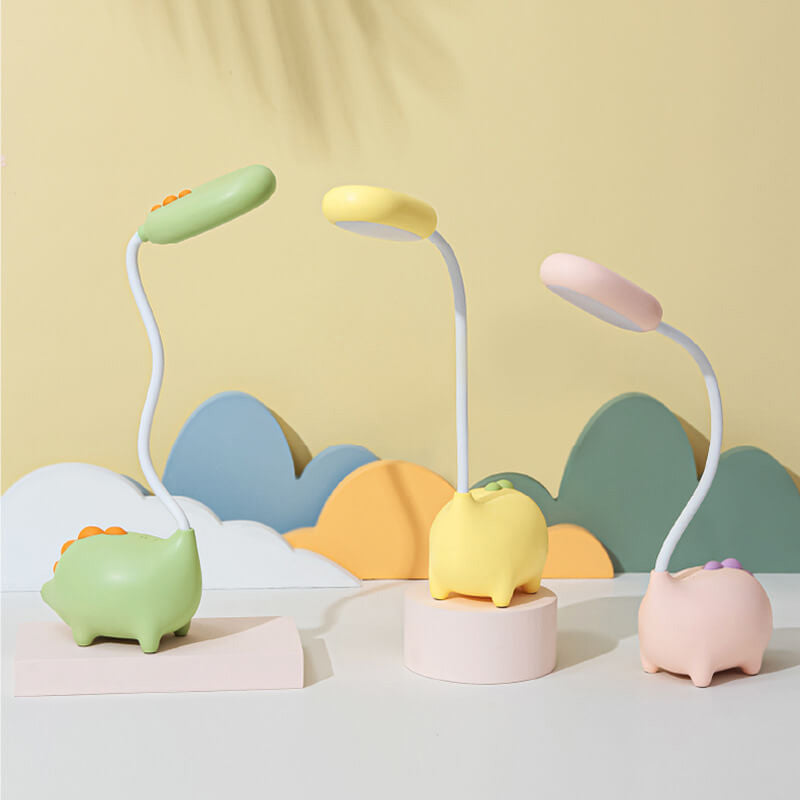 Genopladelig LED Skrivebordslampe med Cartoon Dinosaur Øjepleje