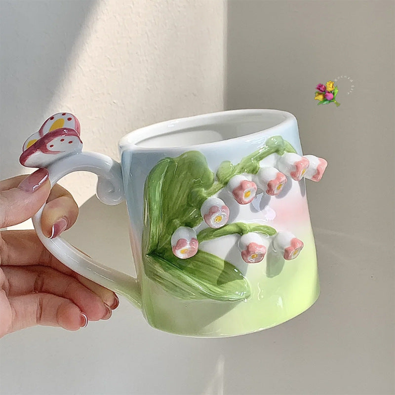 3D Blomster Håndmalet Krus