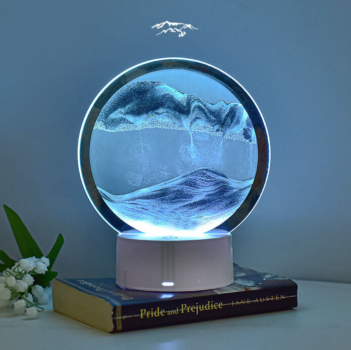 Kreativ Rund Timeglas Quicksand 3D LED Nattelys Bordlampe