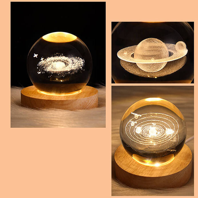 Kreativ Dekorativ Stjerne System Krystal Bold USB LED Natlampe Bordlampe