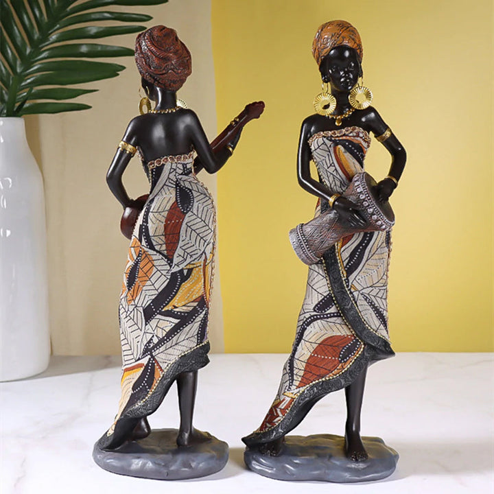 Afrikansk Kvindelig Musiker Skulptur