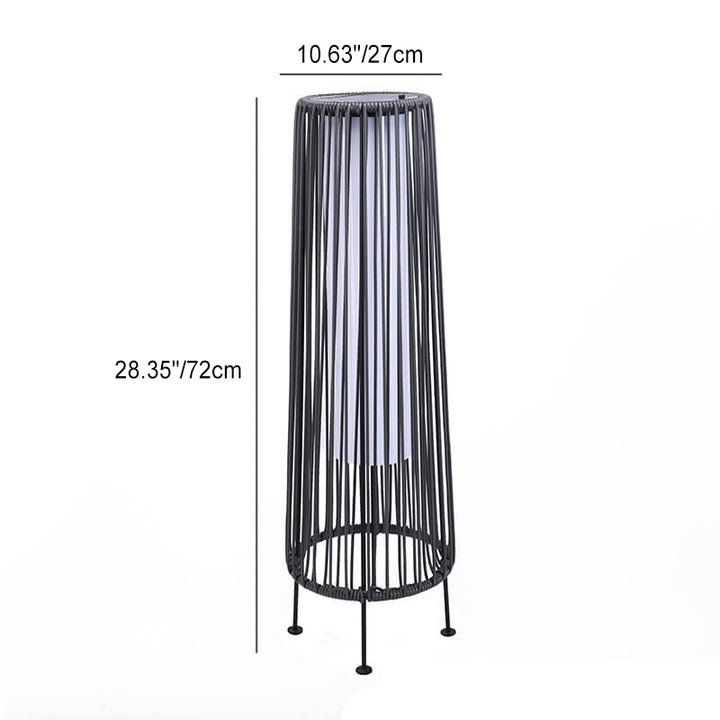 Moderne Minimalistisk Solvandsafvisende Rund Vertikal Trækstribe Jern Rattan LED Stående Gulvlampe Til Udendørs Patio |