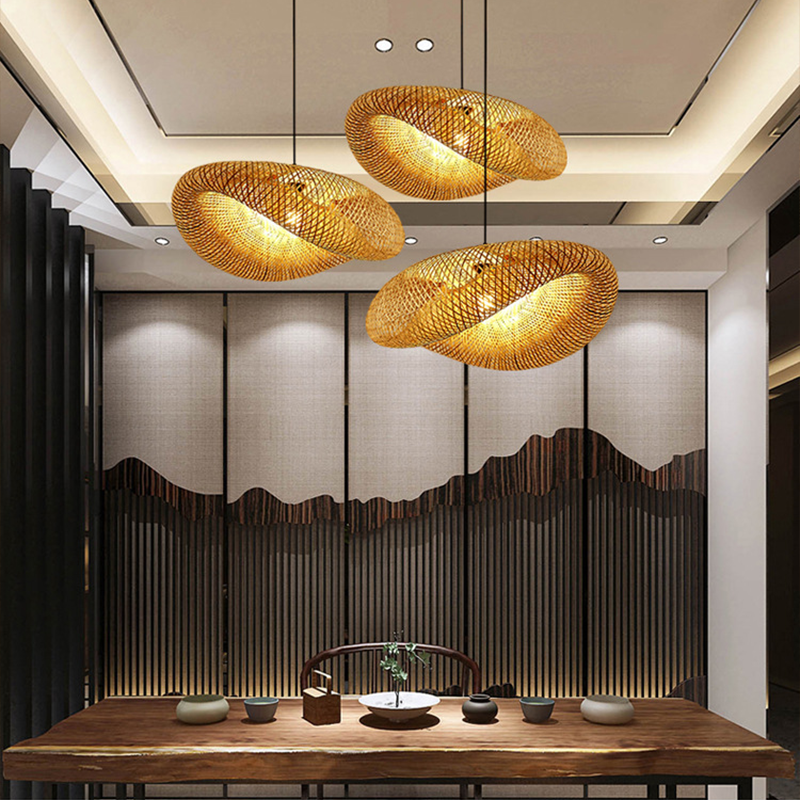 Rattan Vævet Bambus - Pendel Lys - Led - Lys