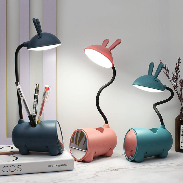 Karikatur Kreativ Kanin LED Touch USB Pen Holder Skrivebordslampe