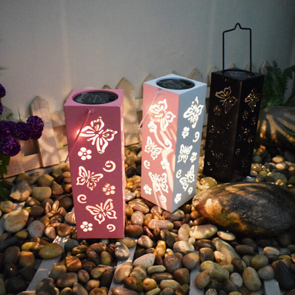 Sol Butterfly Rose Mønster Hult Søjle LED Udendørs Vandtæt Dekorativ Lampe