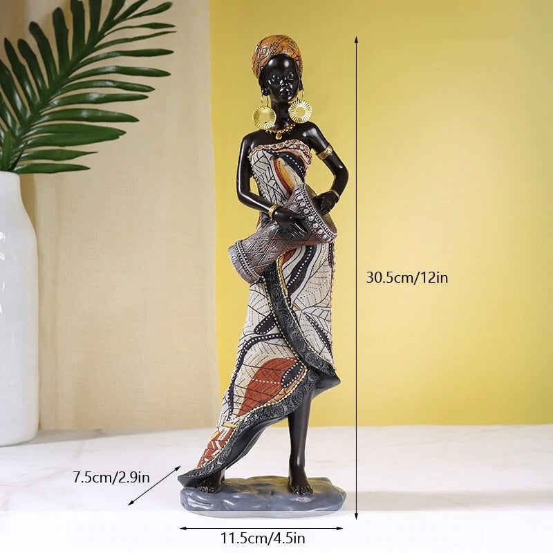 Afrikansk Kvindelig Musiker Skulptur