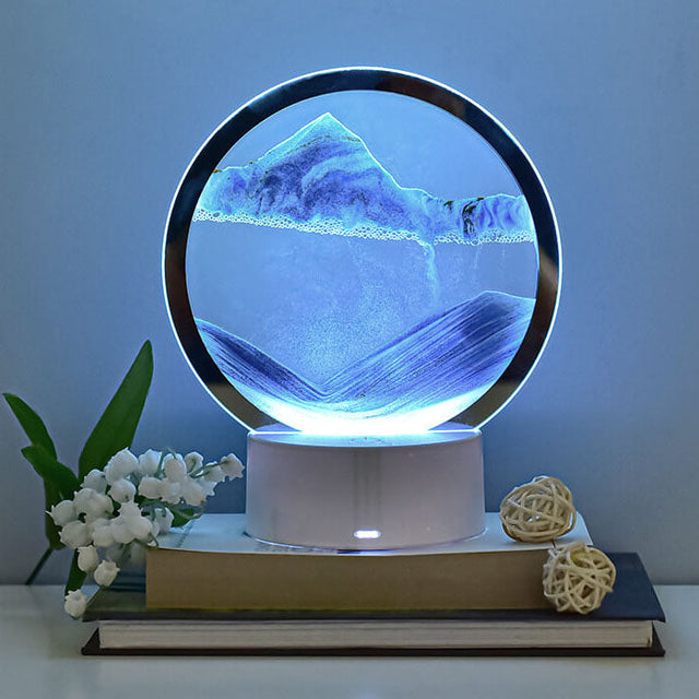 Kreativ Rund Timeglas Quicksand 3D LED Nattelys Bordlampe