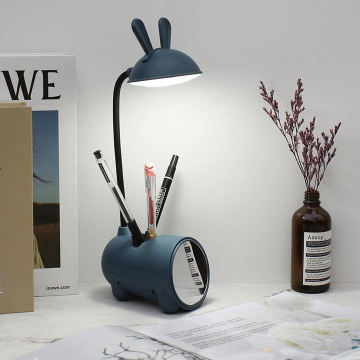 Karikatur Kreativ Kanin LED Touch USB Pen Holder Skrivebordslampe