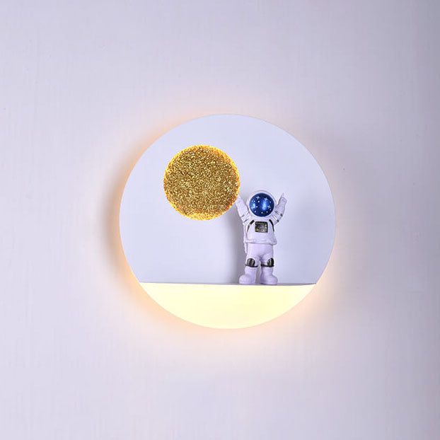 Moderne Kreativ Jern Harpiks Rund Astronaut LED Væglampe til Soveværelse